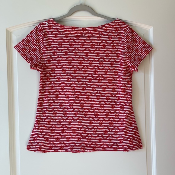 Anthropologie Postmark red embroidered eyelet tee shirt - Picture 5 of 7